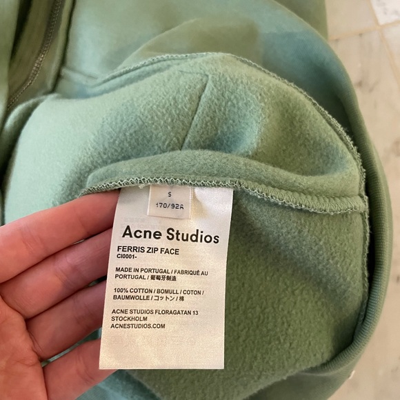 Acne Studios Face-patch Hooded Sweatshirt Dusty Green Unisex Size S - Picture 4 of 5